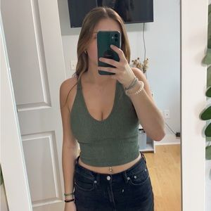 Green crop/tank top
